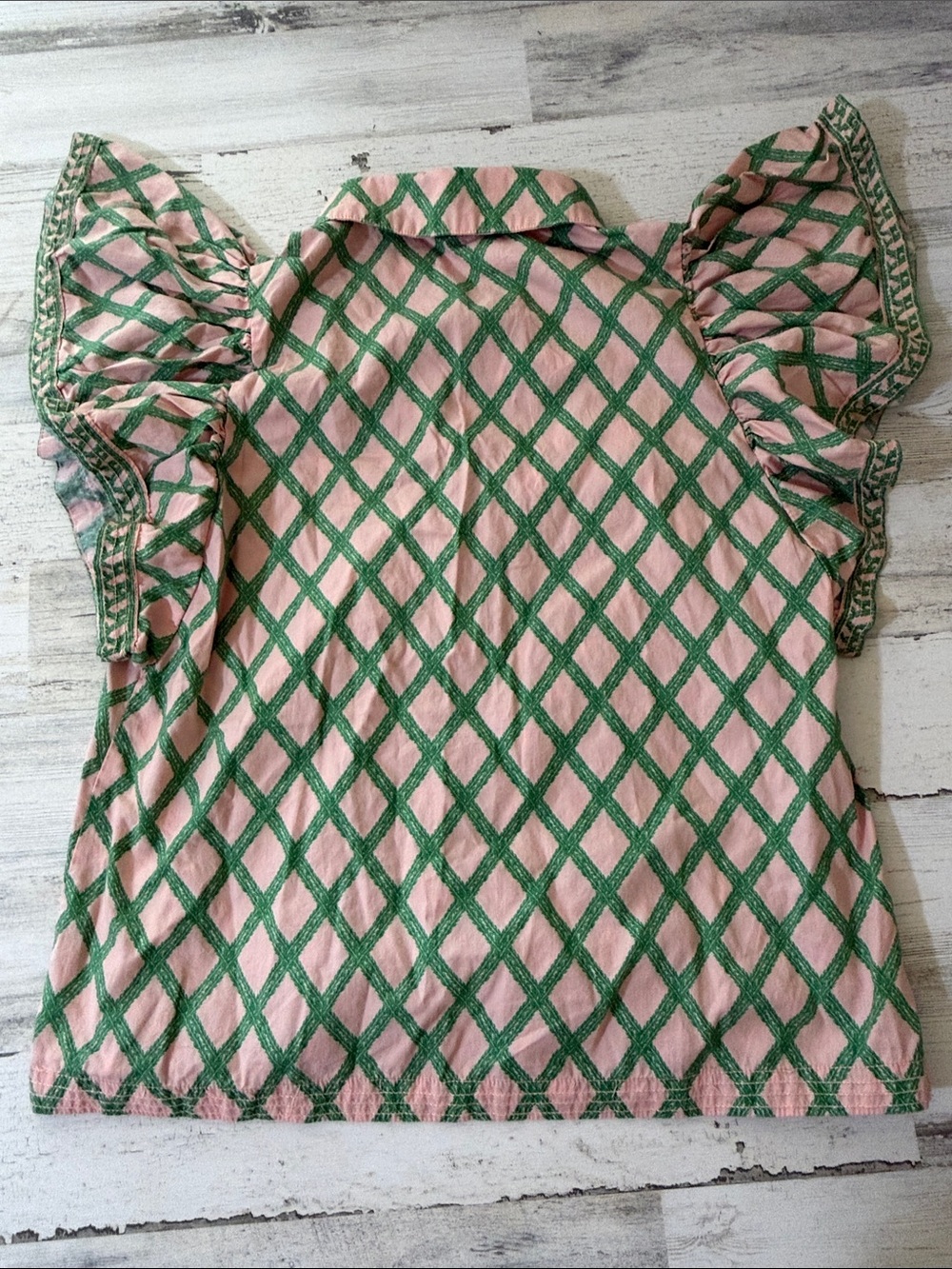 crown & ivy Pink Button-Front Top with Green Lattice - Picture 6 of 9